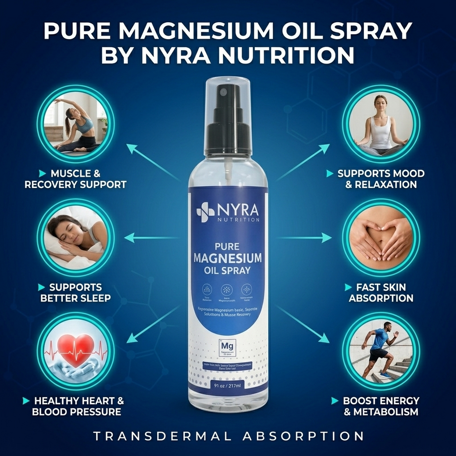 Magnesium Oil Spray UK – Pure Magnesium Spray 237ml | Nyra Nutrition