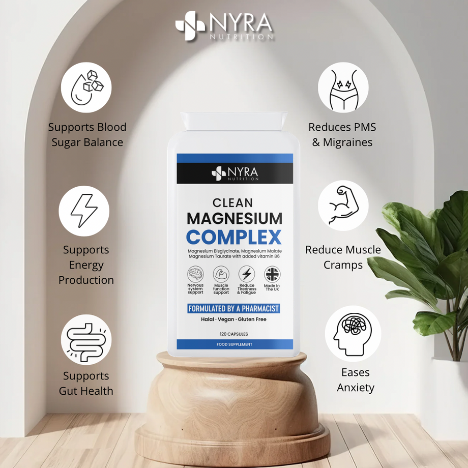 Best Magnesium Bisglycinate UK – 120 Vegan Capsules + Vitamin B6