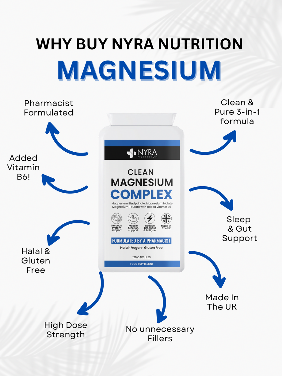 Best Magnesium Bisglycinate UK – 120 Vegan Capsules + Vitamin B6