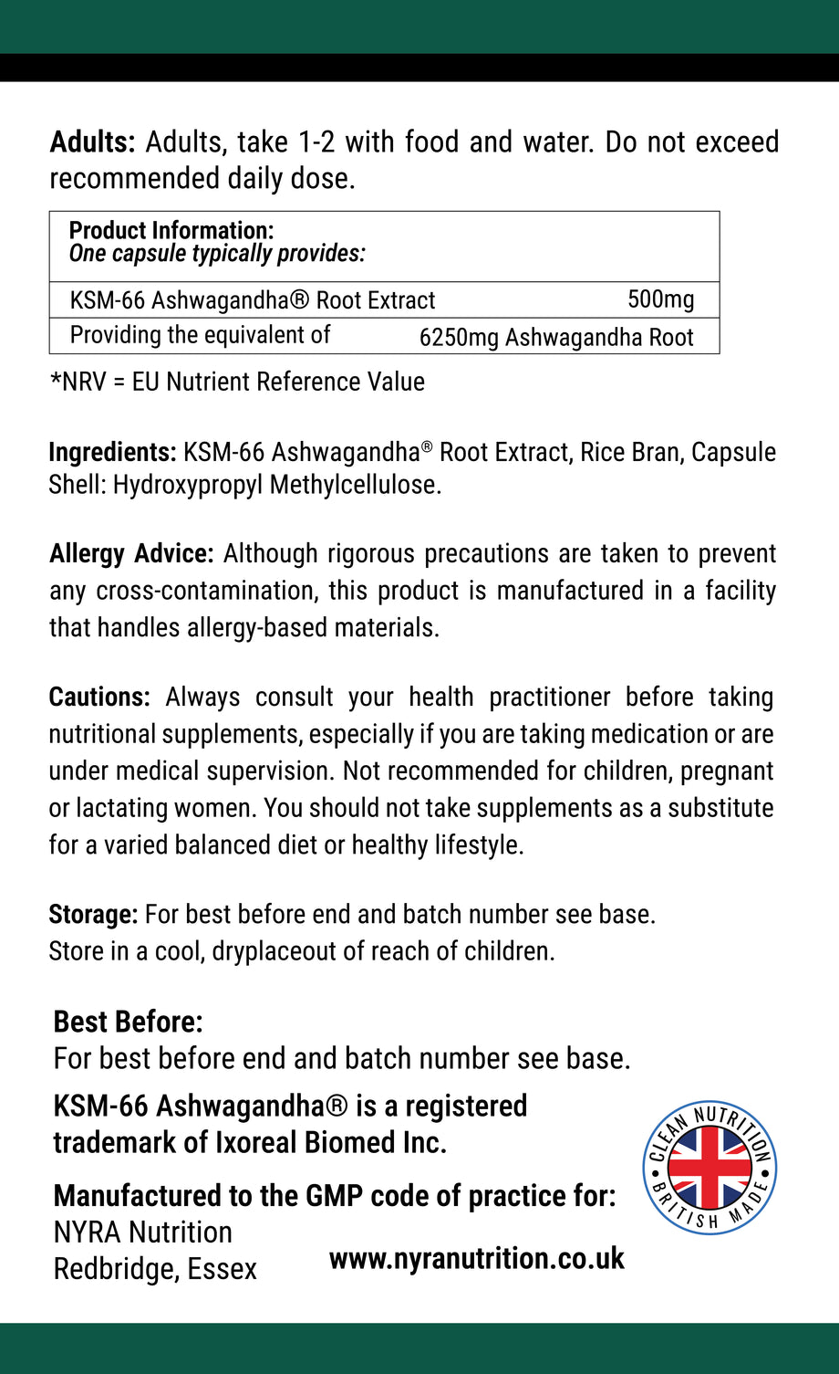KSM-66 Ashwagandha Capsules – Premium Ashwagandha Supplement UK