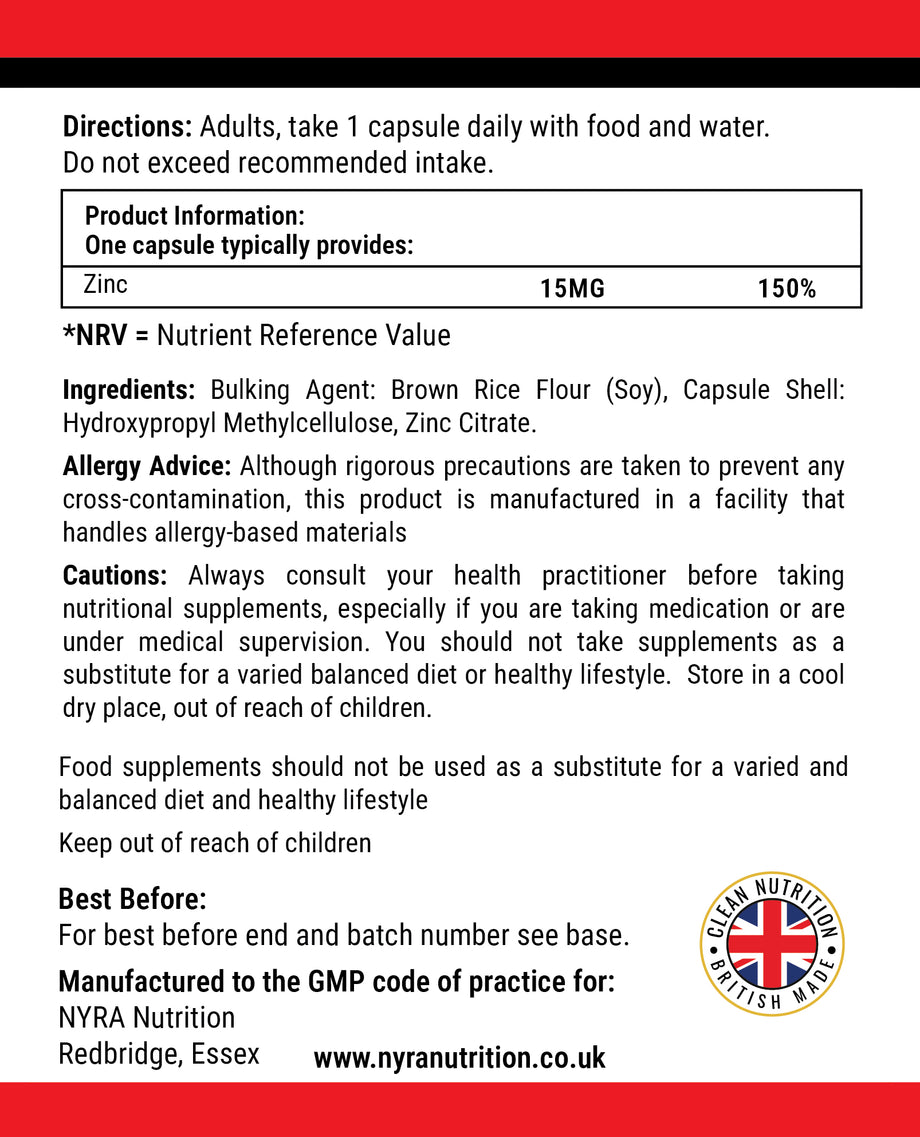 Best Zinc Supplement UK – Zinc Tablets 15mg for Immunity & Skin
