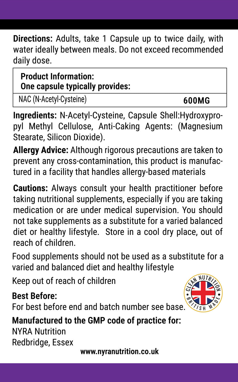 Best NAC Supplement UK – N-Acetylcysteine for Detox & Lung Support